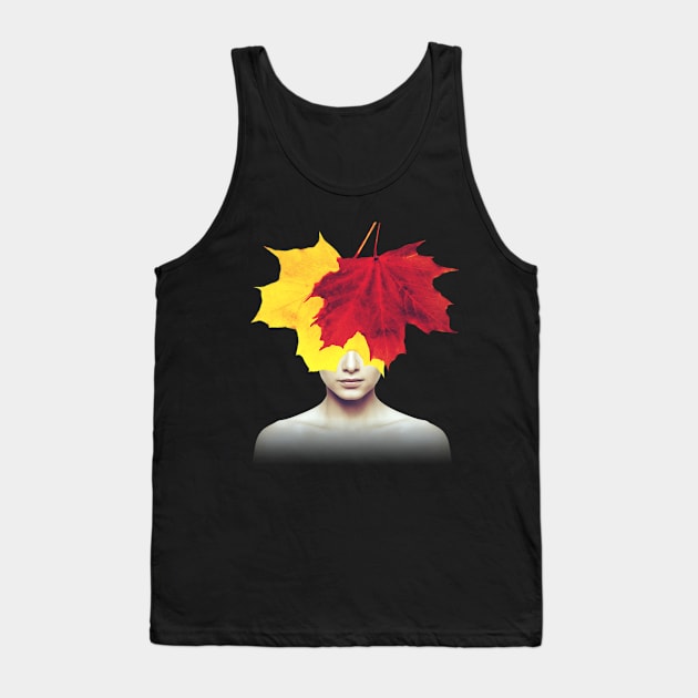 Autumn leaves head portrait Tank Top by reesea